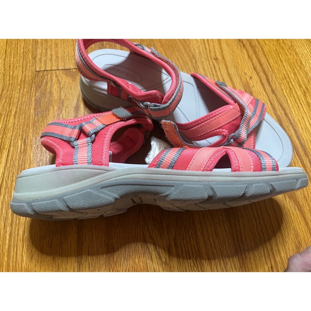 Lands End Womens Sport Sandals Coral Pink Grey Straps Size 10B NEW - Picture 3 of 4